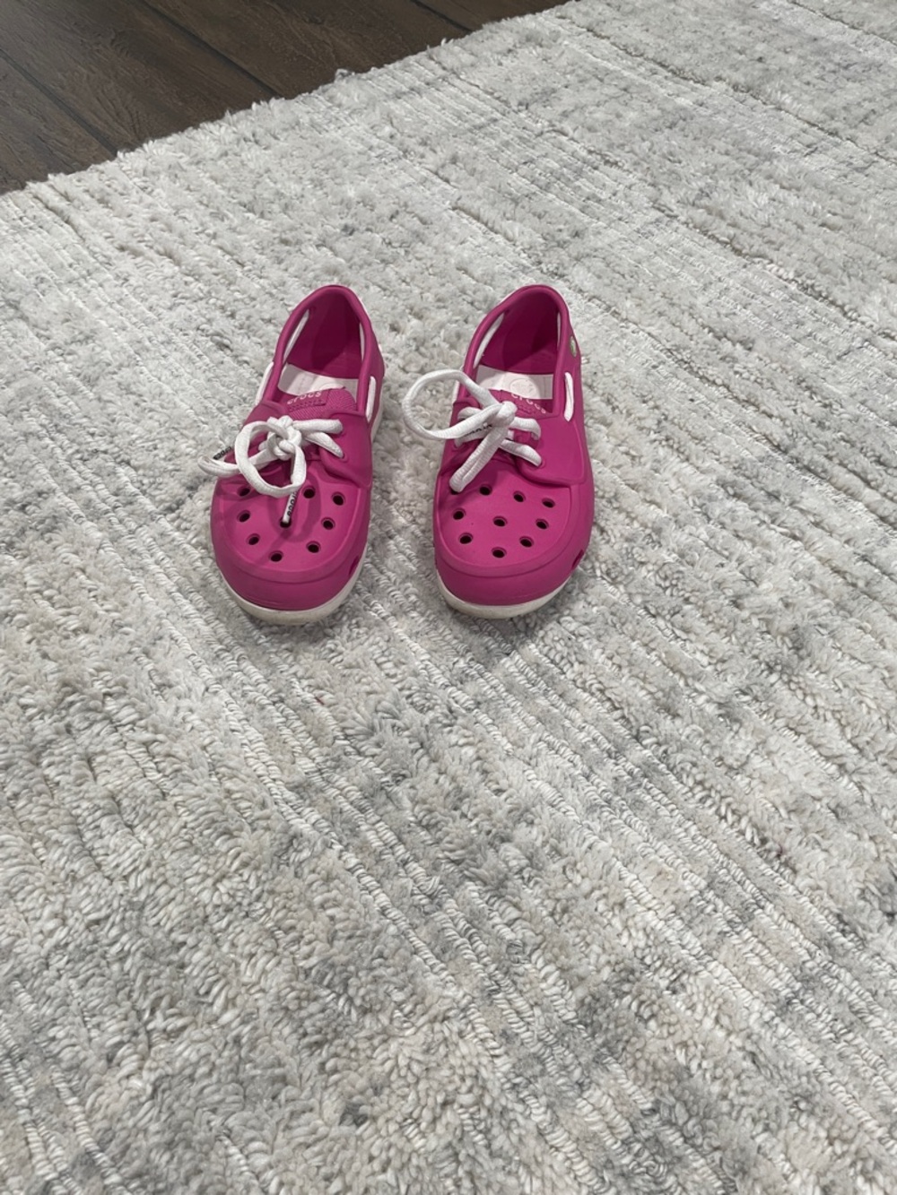 CROCS Kids Bright Pink Lace-Up Water Shoes